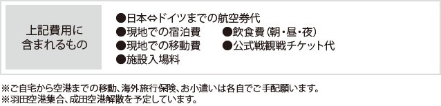 ��L��p�Ɋ܂܂����́F���c��`�̃h�C�c�E�t�����N�t���g��`�܂ł̍q�󌔑�A���n�ł̏h����A���H��i���E���E��j�A���n�ł̈ړ���A������ϐ�`�P�b�g��A�{�ݓ��ꗿ